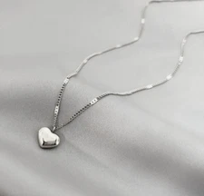 Woman Girl Silver Gold Plated Stainless Steel Heart Charm Love Chain Necklace AG