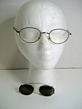 Calvin Klein Unisex Small Metal Frame Eyeglasses W/ Clip On Sunshade Sunglasses 