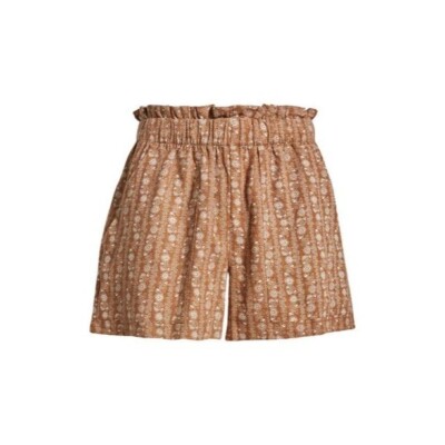 Brixton Balboa Floral Print Linen Blend Shorts In Bison, XS-used