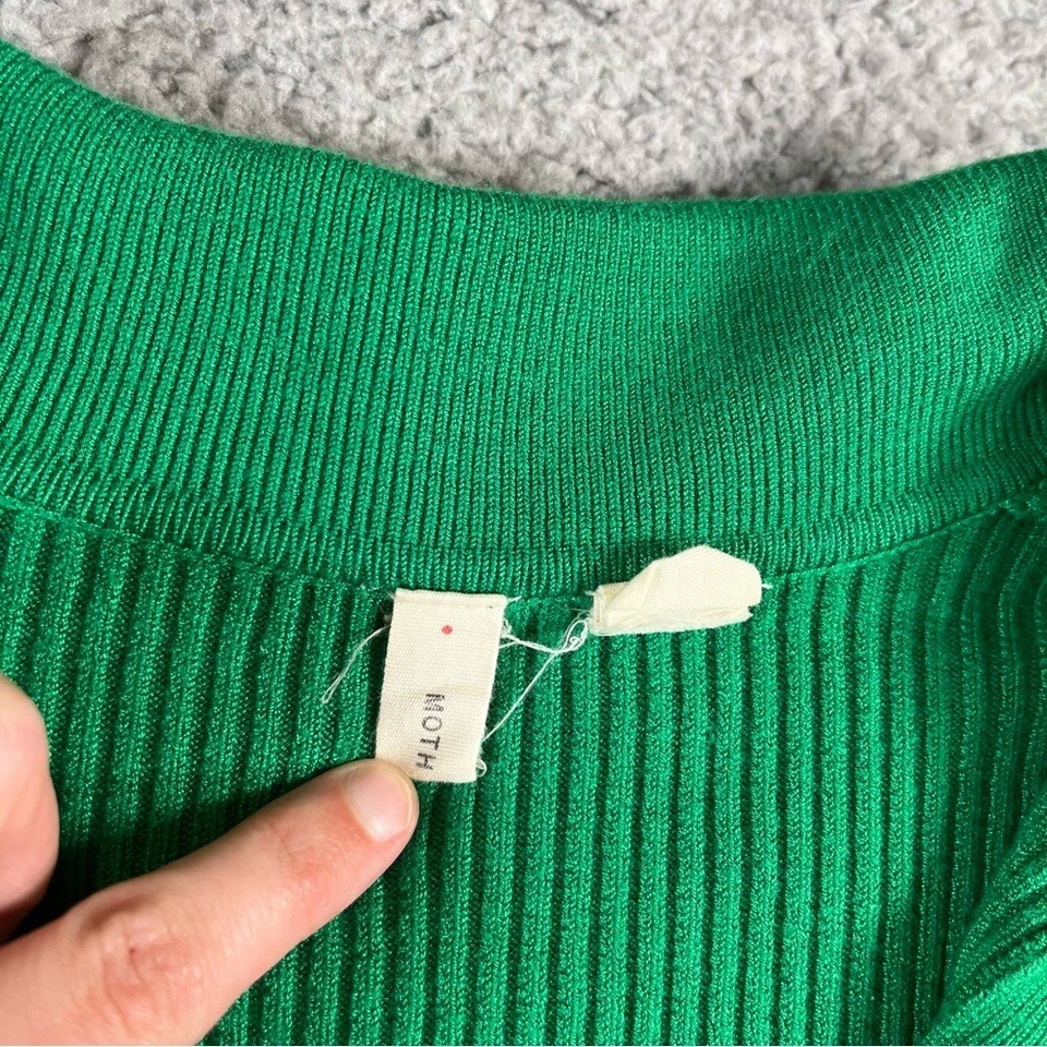 Top de manga corta con cuello acanalado Moth para mujer talla mediana Foto 3 de 4