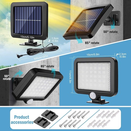 LED Energía Solar PIR Sensor de Movimiento Luz de Pared Seguridad Exterior Jardín Lámpara de Inundación - Imagen 12 de 44