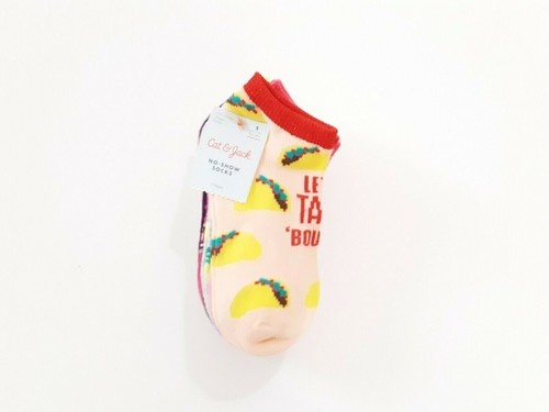 Cat & Jack Girls Socks 7 Pack No Show Fun Food Puns Small Shoe Size 5.5-8.5 - Picture 2 of 4