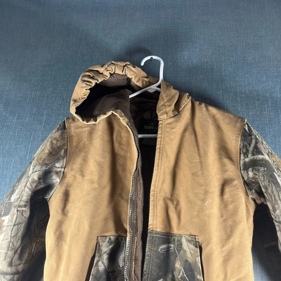 Jaqueta RedHead Masculina Marrom Verde Camuflagem Manga Longa Com Capuz Zíper Completo Tamanho M Algodão - Imagem 2 de 4