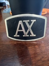 Belt Buckle Black Silver Tone A  X Logo NOS Mens Gift Idea