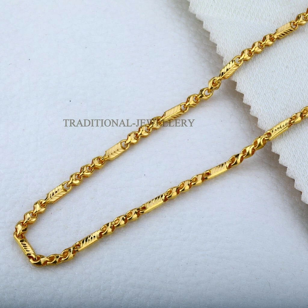 Handmade Man Women Choco 916 22k Gold Chain Necklace Daily wear Jewelry 16