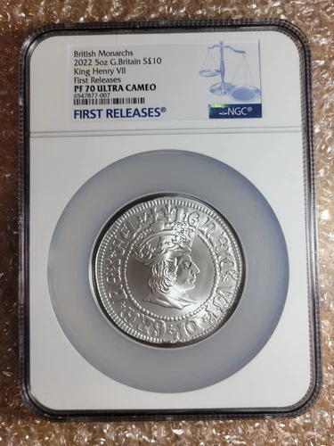 2022 NGC PF70 British Monarchs 5 oz King Henry VII Silver Coin 10 pounds mint275