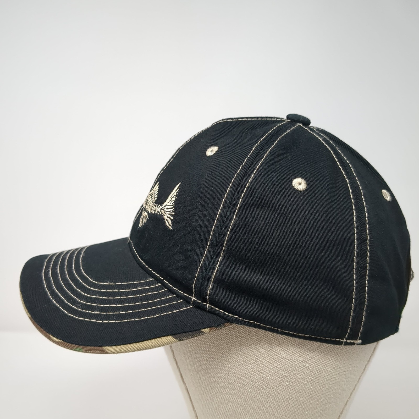 Fishbone Strapback Hat Black One Size Embroidered… - image 3
