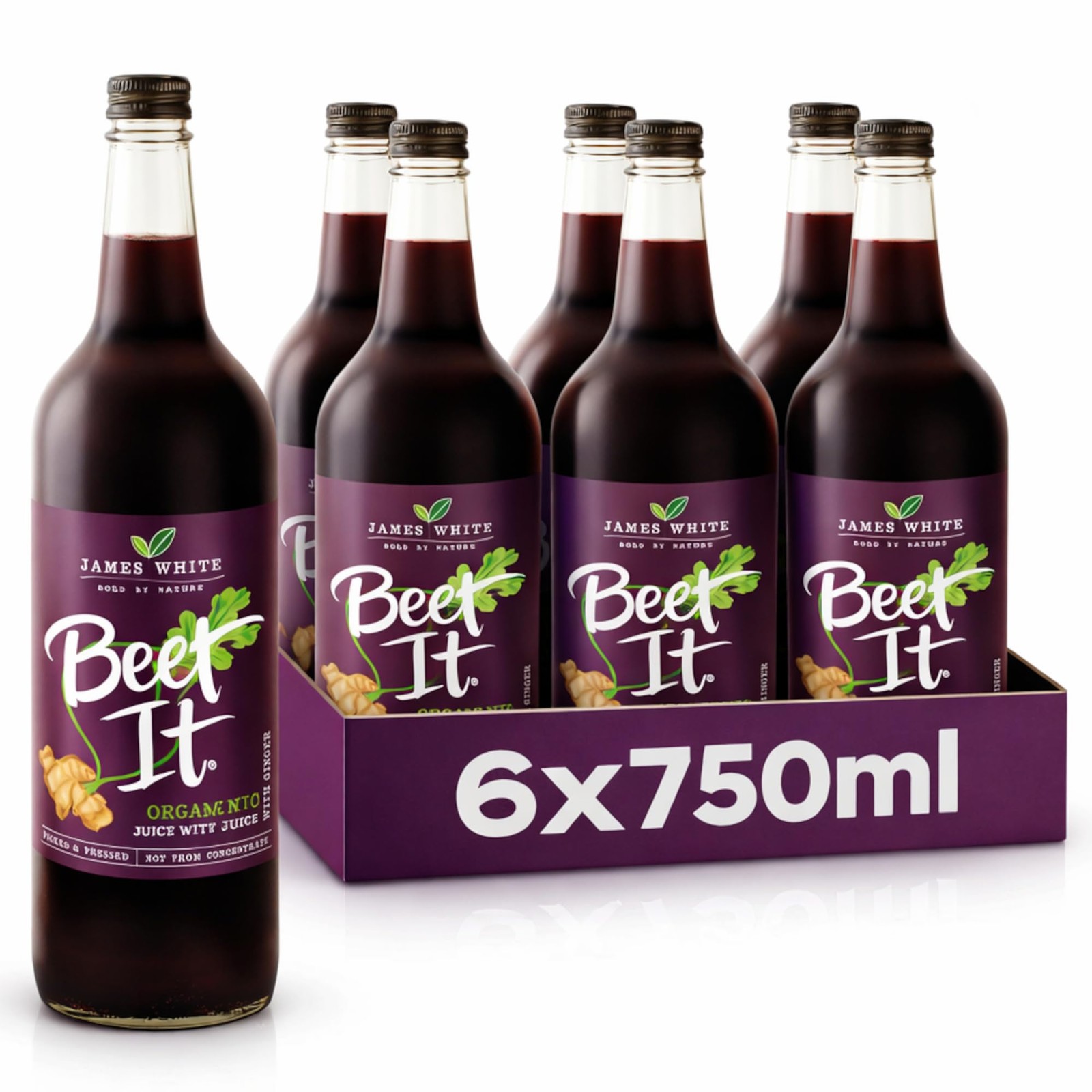Beet It Organic Beetroot & Ginger Juice 750ml  Vegan, SugarFree 6Pack