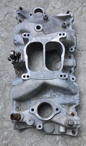 Vintage Edelbrock Small Block Chevy Aluminum Intake Manifold 2101 Dual Plane