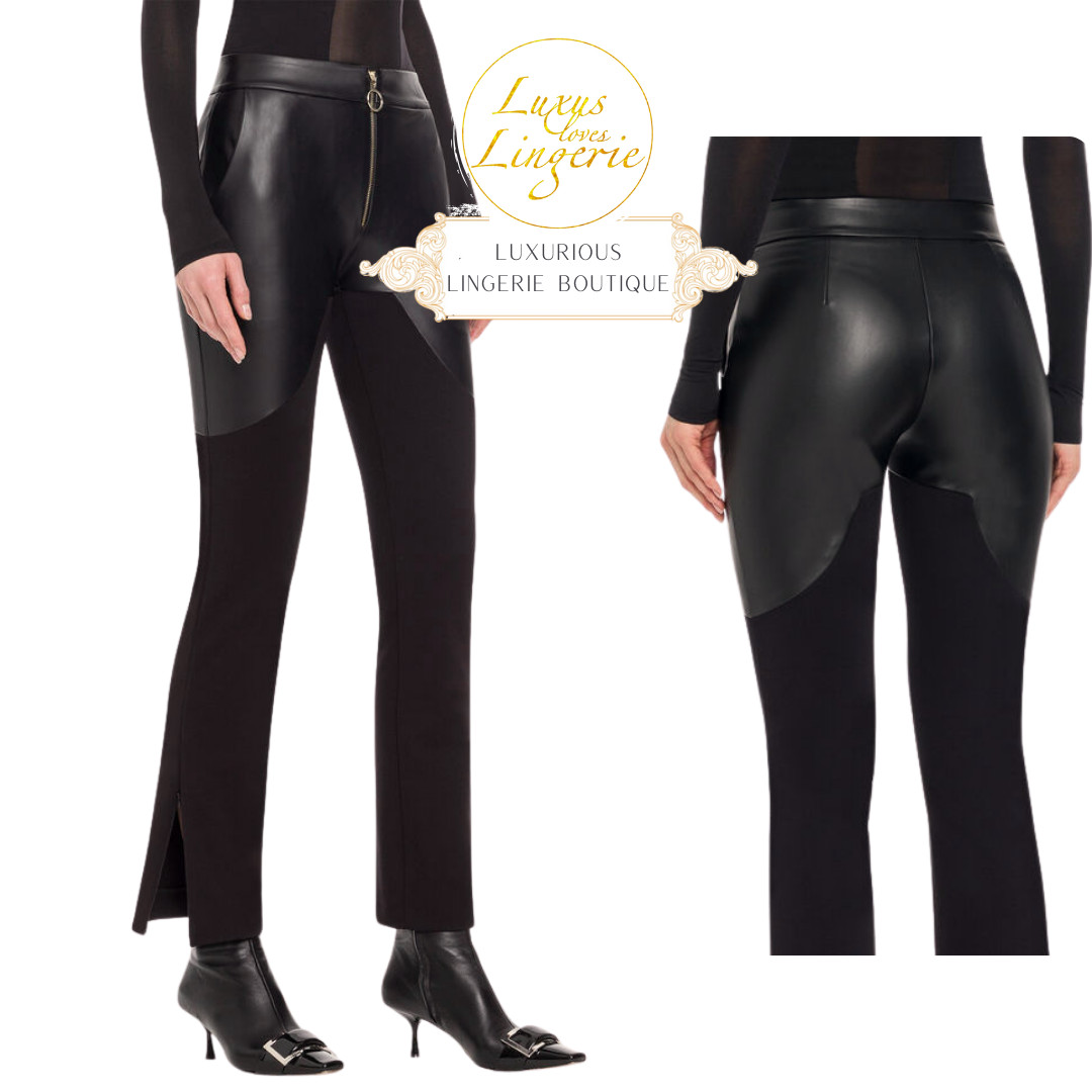 Vegan Body Lines Trousers Wolford S 36 Black Faux Leather Estella