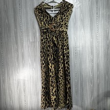 ASOS Leopard Halter Maxi Dress Cotton Linen Blend Women’s 4 Tall Resort Wear