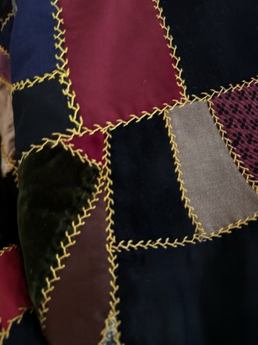 Vintage Ready for Back Silk Velvet Crazy Quilt Unfinished Large 86x94 HandStitch - Picture 14 of 14