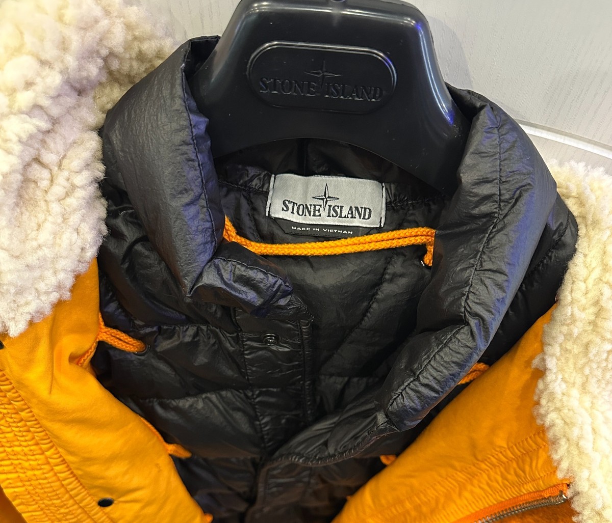Stone Island Sheepskin Sherpa Down Lined David-TC Jacket In Gold