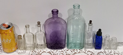 Lot of Antique Bottles 9 Glass Purple Blue Dr Miles A Richter & Co Inc New York