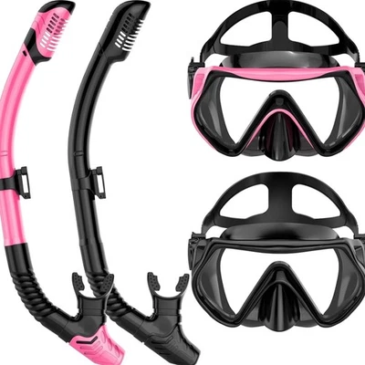 Schnorchelset Erwachsene Tauchmaske und Trocken-Schnorchel 2er Set mit Panorama - Bild 1 von 4