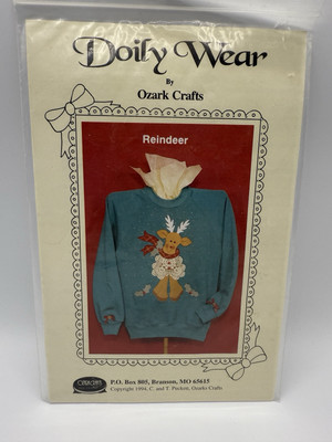 Ozark Crafts Sewing Pattern Doily Wear Shirt Design Reindeer