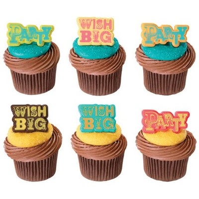 DecoPac Cake Topper Rings ''Party'' &  ''Wish Big''~ 105ct.