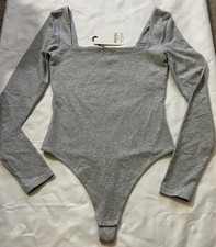 Aritzia NWT Contour Square neck Blanc Bodysuit Grey Size Small
