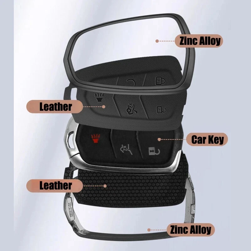 Zinc Alloy Leather Car Smart Key Fob Case Cover For Cadillac ESV Escalade 2015+ - Image 3 of 3