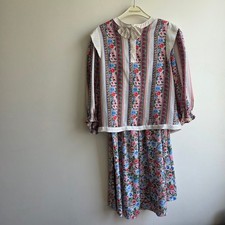 Diane Freis Vintage 80s Ditsy Floral Polka Dot Skirt Shirt Set Cottage Prairie M