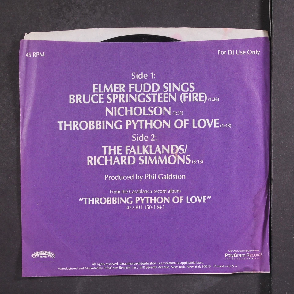 ROBIN WILLIAMS: throbbing sampler ("throbbing python of love") CASABLANCA 7" - Image 2 of 4