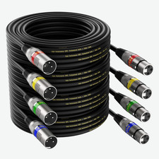 XLR Cable 10 Ft 4 Pack - Stage Light DMX Cable, Premium Balanced 3-Pin XLR Male