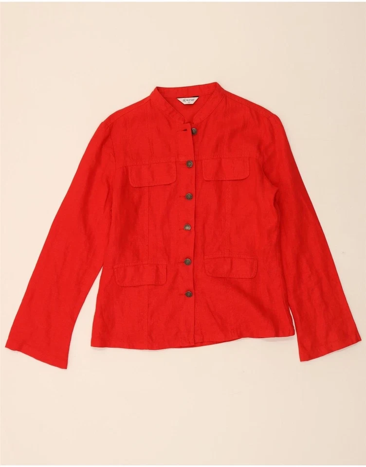 A WEAR Womens Utility Jacket UK 12 Medium Red Linen DY17 - Image 3 of 4