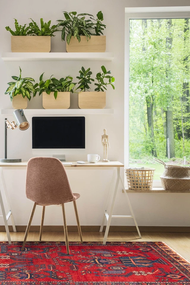 Alfombra oriental vintage anudada a mano alfombra tradicional de lana de 4'1" x 5'9" Foto 2 de 4