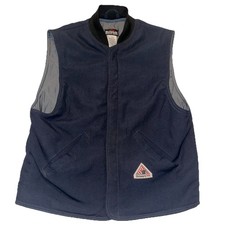 BULWARK FR Mens L Nomex Work Vest Liner Snap Front Blue LN38NV5 Arc Cat 3 PPE