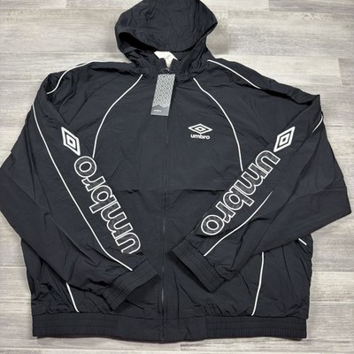 $140 Black Nylon Zip-Up Hollister X Umbro Graphic Bomber Jacket