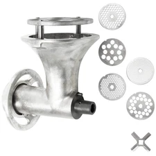 Hobart 22C/E-FS5PLT #22 Funnel-Shaped Meat Chopper Attachment with Knife and 5 P