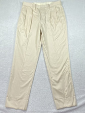 VTG 80'S Polo Ralph Lauren Andrew Men s Pants 38 Pleated Cotton Beige Unhemmed