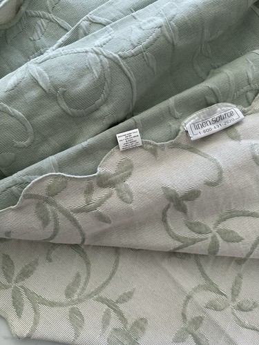 Linen Source Soft Mint Green Matelasse Bed Cover Scalloped Edge Portugal Queen