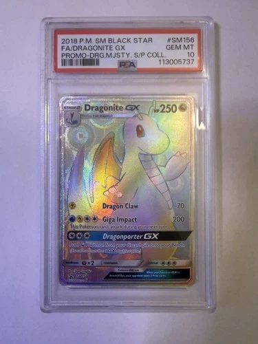 2018 Pokemon Dragon Majesty Dragonite GX Hyper Rainbow Promo Card SM156 PSA 10