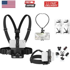 Chest Strap Mounts Head Mount Phone Neck Holder,3 in 1 Hands Free Phones Hol...