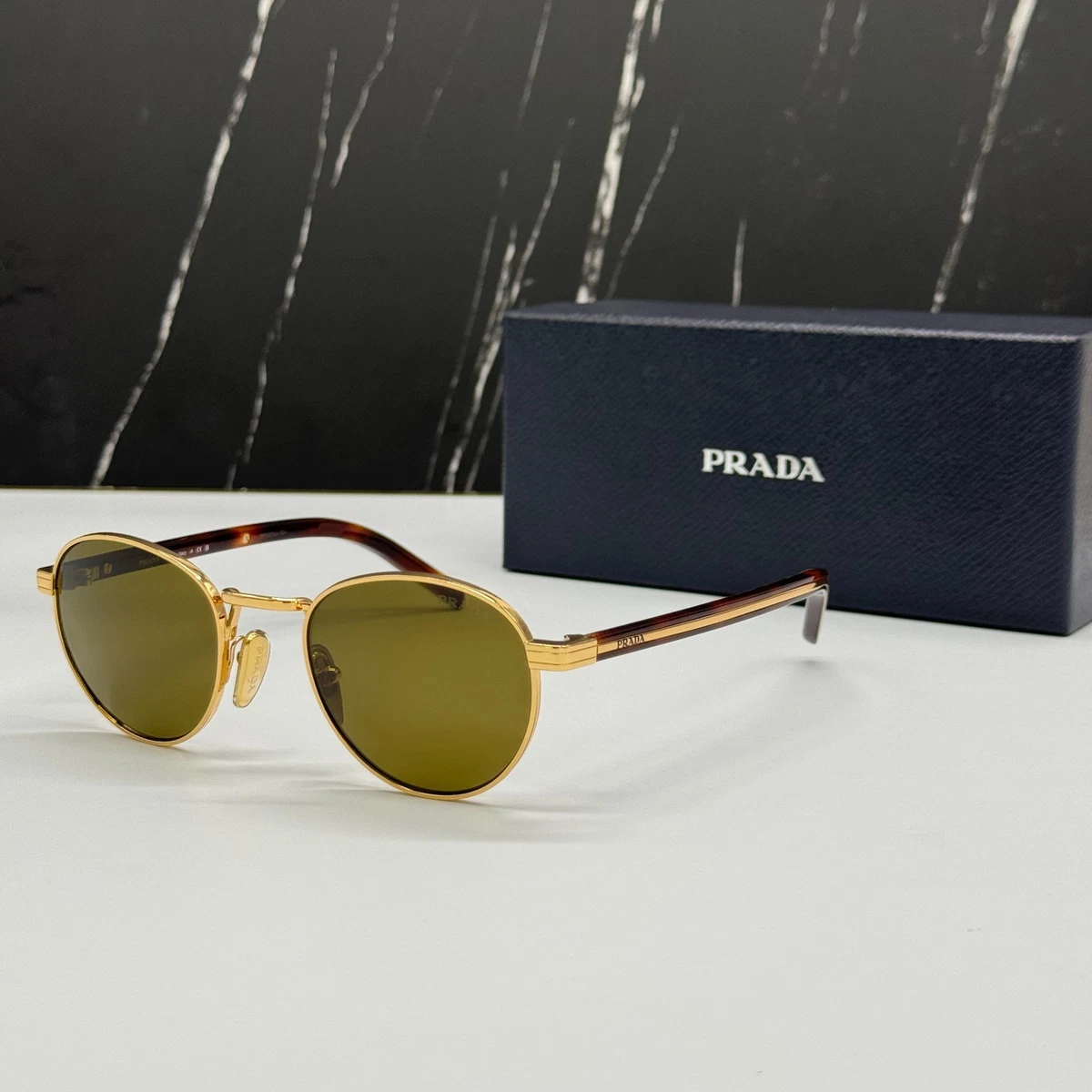 NEW PRADA PRB52S ZVN0A6 SUNGLASSES GOLD WOMEN EYEWEAR PR B52S ZVN0A6, SPR B52 Prada PR B52S ZVN0A6 Sunglasses Pale Gold for Woman  main image 2