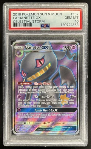 2018 Pokemon SM Celestial Storm Banette Full Art #157/168 PSA 10 GEM MINT