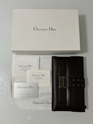 Christian Dior Brown Leather Solid Bifold Wallet w/ OG packaging+envolope
