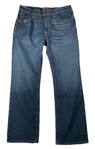 Ariat Rebar M4 Relaxed Boot Blue Jeans Men's Size 34x32 Medium Dark Wash Exc - 第 2/8 張圖片