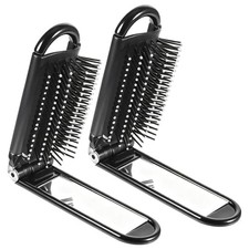 Folding Hair Brush with Mirror, 2 Pcs Portable Travel Brush for Women Pocket