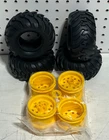 NEW TAMIYA BLACKFOOT WHEELS & TIRES FULL SET OF 4 19335763 & 19401968