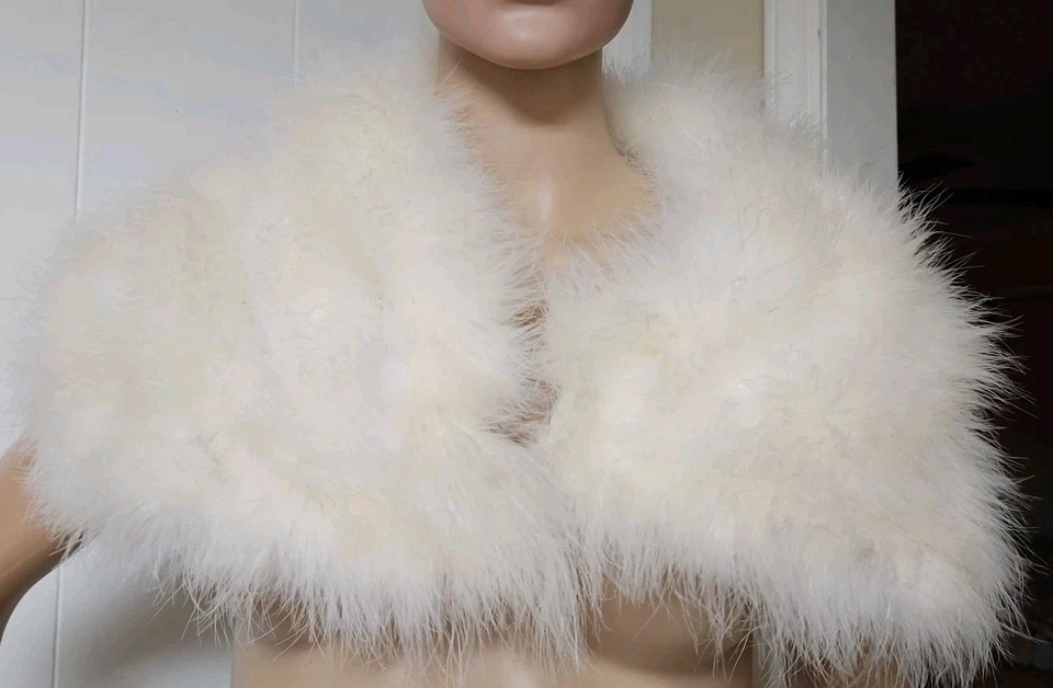 Vtg FEATHER Capelet Wrap Formal  Wedding Bridal Made USA *Flaw see listing - Image 2 of 4