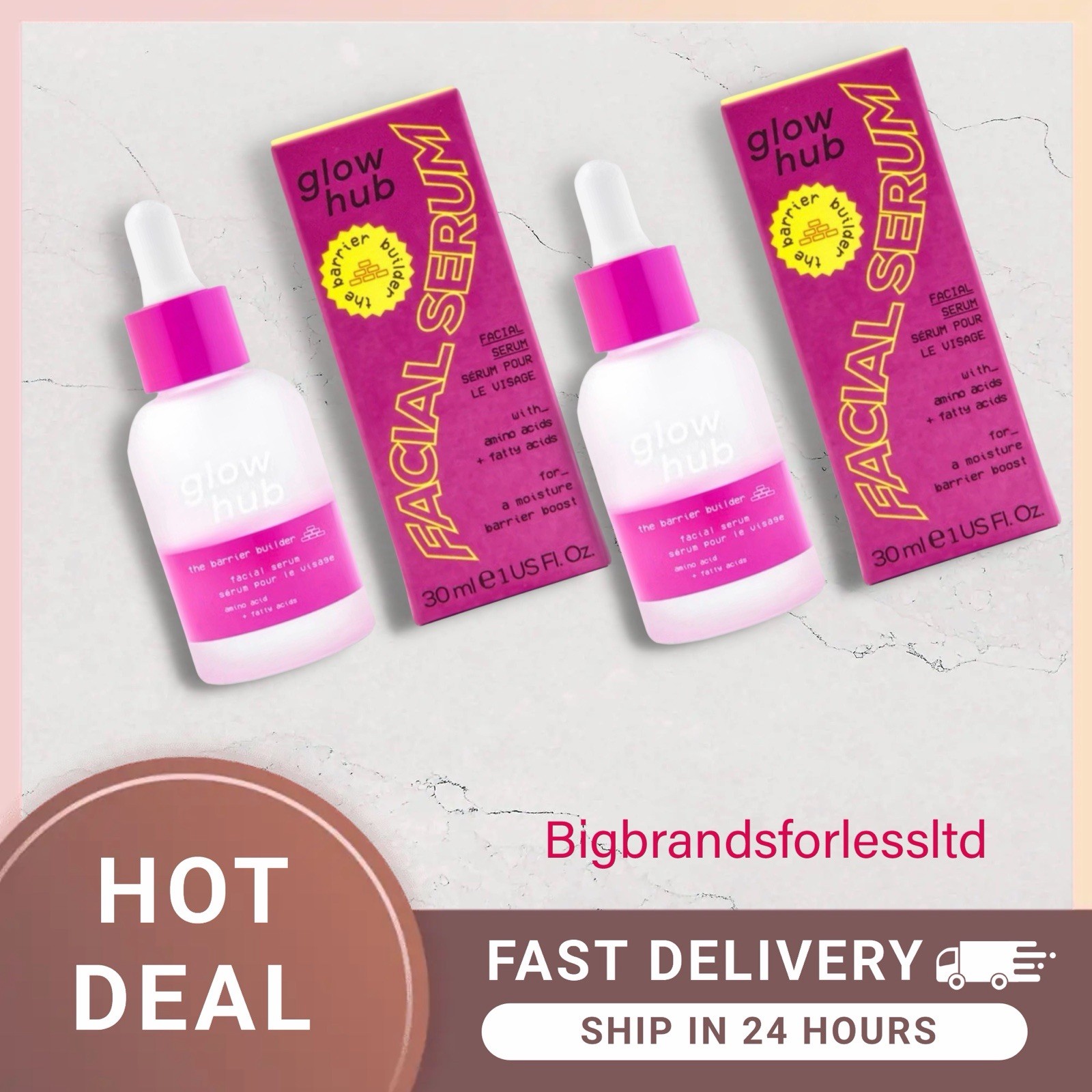 Glow Hub The Barrier Builder Facial Serum with Amino Acids & Fatty Acids 30ml X2