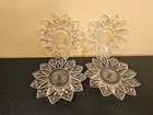 SET OF 4 VINTAGE FEDERAL GLASS FLOWER PETAL PATTERN CURVED SAUCER PLATES 5.5"
