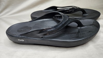 Oofos Thong Sandals Womens US 11 EUR 42 Black Comfort Walking Flip Flop Slip On