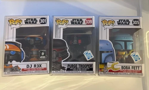 FUNKO POP STAR WARS LOT DJ R3X PURGE TROOPER BOBA FETT INSIDERS CLUB EXCLUSIVES