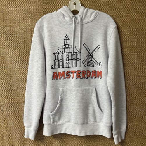 Amsterdam Hoodie Women S Light Gray Graphic Long Sleeve Pullover Kangaroo Pocket