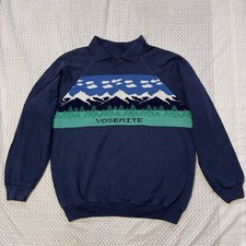 Vtg 90s Hanes Grande Ronde Knits Yosemite USA Made Sweatshirt Collared Men L EUC