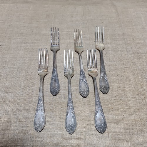 Vintage SILVER PLATED SET 6 table Forks Melchior cupronickel SOVIET. USSR - Picture 1 of 11