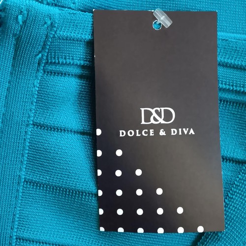 Dolce and Diva Bodycon Kleid Damen Gr. Small Blaugrün Bandage eine Schulter ärmellos - Bild 9 von 14